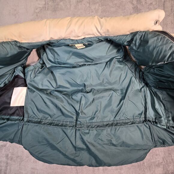 Vintage Eddie Bauer Men's Medium Vest Goose Down Puffer Quilted Size Beige Green - Picture 8 of 11